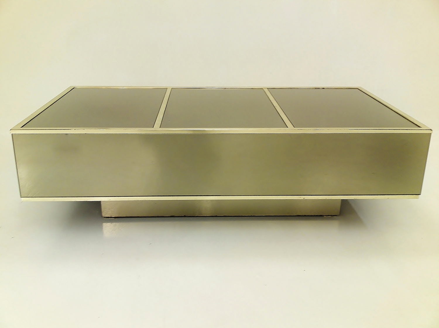 Cidue vintage mirrored coffee table signed Nazareth, 1970`s ca, Italian
